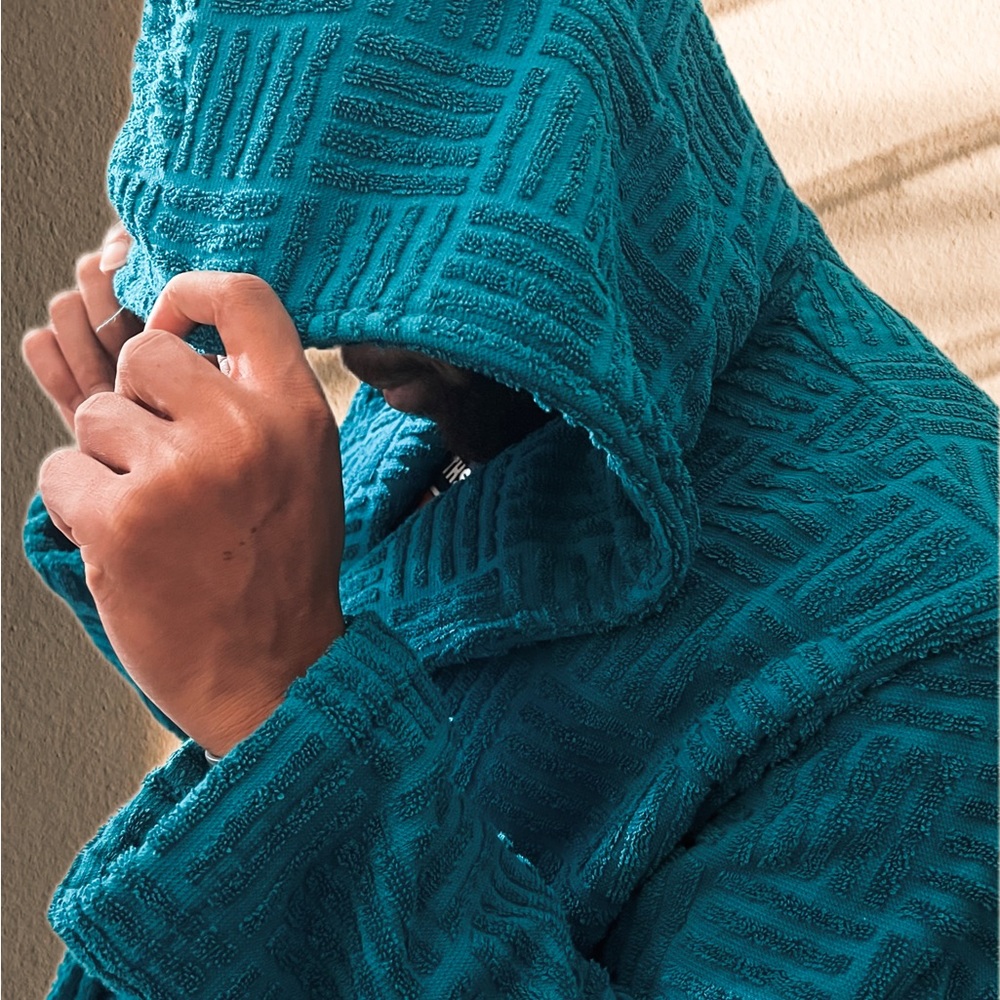 Turquoise, Terry Robe - Picture 5 of 6